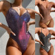 Women Glitter Sparkle Sequins Slip V-neck Triangle Onepiece Swimsuit