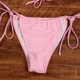 Women Ruffles Tube Up Pure Colour Bikinis Sets Swimwear