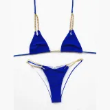 Women Double Chain Strap Triangle Bikinis Swimwear Sets