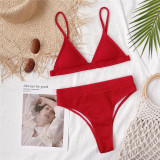 Women Triangle Pure Color Split Bikinis Sets Swimwear