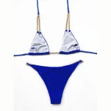 Women Double Chain Strap Triangle Bikinis Swimwear Sets