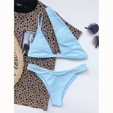 Women Single Shoulder Pure Color Swimwear Bikinis Sets