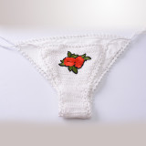 Women Knitting Hand Crocheted Hollow Out Embroidered Rose Bikinis Sets Swimwear