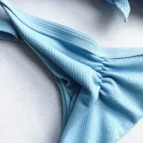 Women Concealed Button Slip Solid Color Bikinis Sets Swimwear