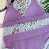 Women Triangle Pure Color Split Bikinis Sets Swimwear