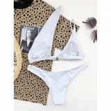Women Single Shoulder Pure Color Swimwear Bikinis Sets