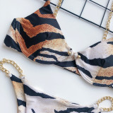 Women V-neck Chain Strap Bikinis Swimwear Sets