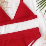 Women Triangle Pure Color Split Bikinis Sets Swimwear