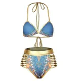 Women Prints Leaves Flowers Boxer Split Swimsuit Set