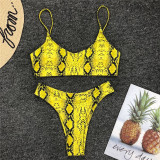Women Snakeskin Prints Low Waist Bikini Sets Swimsuit