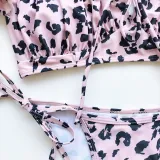 Women Ruffles Short Sleeve Strapless Frill Tie Up Swimwear Bikinis Sets