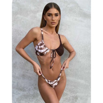 Women Brown Tie Dye Triangle Bikinis Sets Swimwear