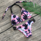 Women Prints Coconut Tree Bikinis Sets Swimwear