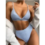 Women Triangle Pure Color Split Bikinis Sets Swimwear