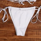 Women Ruffles Tube Up Pure Colour Bikinis Sets Swimwear