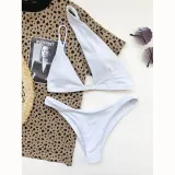 Women Single Shoulder Pure Color Swimwear Bikinis Sets