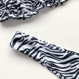 Women Tube Top Bikinis Chest Wrap Strapless Frill Bandeau V-neck Swimwear Bikinis Sets