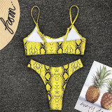 Women Snakeskin Prints Low Waist Bikini Sets Swimsuit