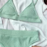 Women Triangle Pure Color Split Bikinis Sets Swimwear
