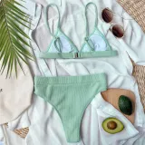Women Triangle Pure Color Split Bikinis Sets Swimwear
