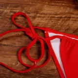 Women Ruffles Tube Up Pure Colour Bikinis Sets Swimwear