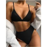 Women Triangle Pure Color Split Bikinis Sets Swimwear