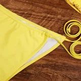 Women Ruffles Tube Up Pure Colour Bikinis Sets Swimwear