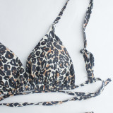 Women Prints Leopard Tie-Dye Triangle Bikinis 3PCS Sets