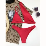 Women Single Shoulder Pure Color Swimwear Bikinis Sets