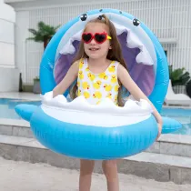 Blue Shark Inflatable Swimming Circle with Awning