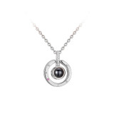 100 languages I love you Round Projection Clavicle Zircon Diamond Chain Jewelry Necklace