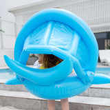 Blue Shark Inflatable Swimming Circle with Awning