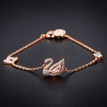 Swan Rose Gold Pink Swan Zircon Diamond Chain Jewelry Bracelet
