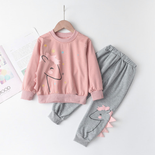Toddler Girls 3D Pony Stars Sweatshirt and Pants Outfits