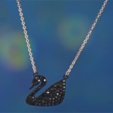 Swan Diamond Silver Gold Chain Necklace Jewelry