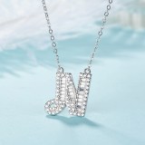 26 English Letters Alphabet Diamond Zircon Chain Silver Jewelry Necklace
