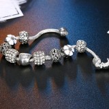 Women's Flower Heart Love Butterflies Zircon Crystal Charm Chain Jewelry Bracelet