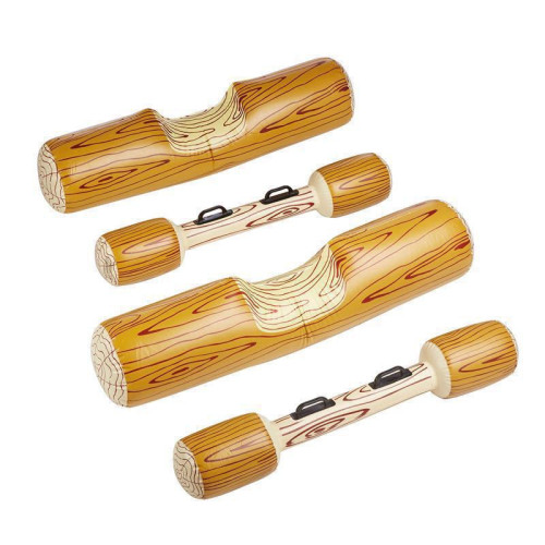 4PCS Wood Grain Inflatable Floating Ring On Water Swimming Floating Row