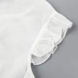 Toddler Girl White Embroidered Flowers Bowknot Ruffles Top and Mesh Floral Skirt Two Pieces Sets
