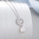 Sterling Silver Twelve Constellations Pearls Pendant Chain Jewelry Necklace