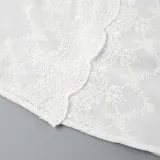 Toddler Girl White Embroidered Flowers Bowknot Ruffles Top and Mesh Floral Skirt Two Pieces Sets