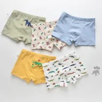 Kid Boys 5 Packs Print Crocodiles Boxer Briefs Cotton Underwear