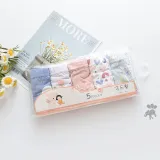 Kid Girls 5 Packs Cute Prints Stripes Flowers Animals Boxer Briefs Cotton Underwear