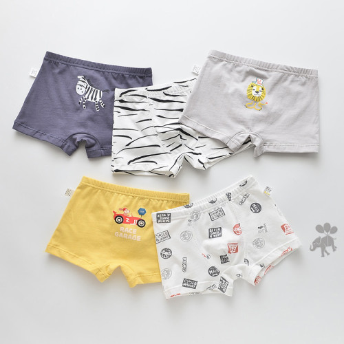 Kid Boys 5 Packs Cute Animals Boxer Briefs Cotton Underwear
