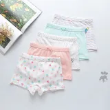 Kid Girls 5 Packs Cute Prints Stripes Flowers Animals Boxer Briefs Cotton Underwear