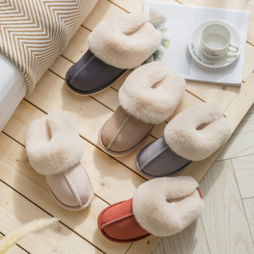 Couples Suede Cozy Soft Solid Color Memory Foam Cotton Ticken Slides Indoor House Winter Warm Home Slippers