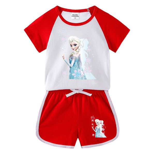 Toddler Kids Girl Frozen Princess Flowers Summer Short Pajamas Sleepwear Set Cotton Pjs