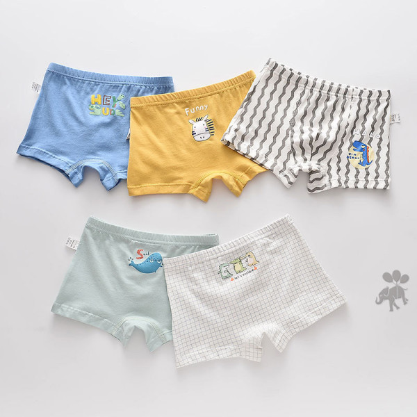 Kid Boys 5 Packs Print Cute Dinosaurs Boxer Briefs Cotton Underwear