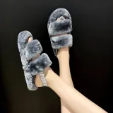 Cozy Soft Plush Fleece Open Toe Ticken Slingback Slides Indoor Outdoor House Winter Warm Slippers