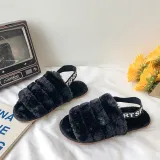 Cozy Soft Plush Fleece Open Toe Ticken Slingback Slides Indoor Outdoor House Winter Warm Slippers